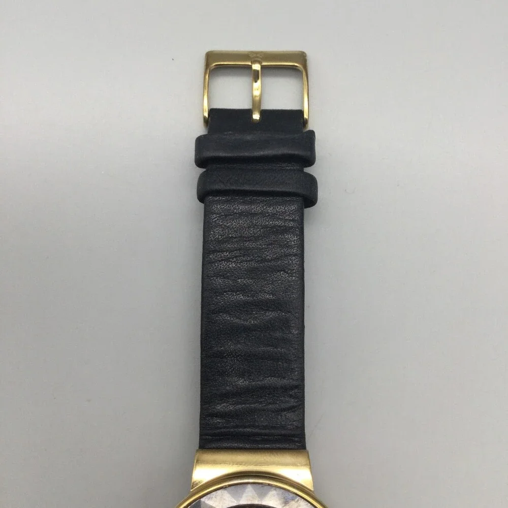Skagen SKW2222 Womens Watch 34mm Black Dial Gold Tone Leather New Battery